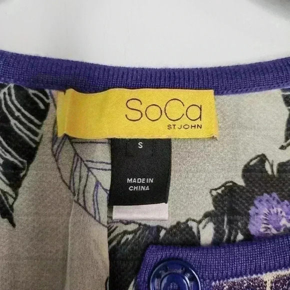 SOCA ST JOHN Blurple Metallic Knit Cardigan Sweater Sz Small Wool Silk Cashmere - Picture 5 of 7